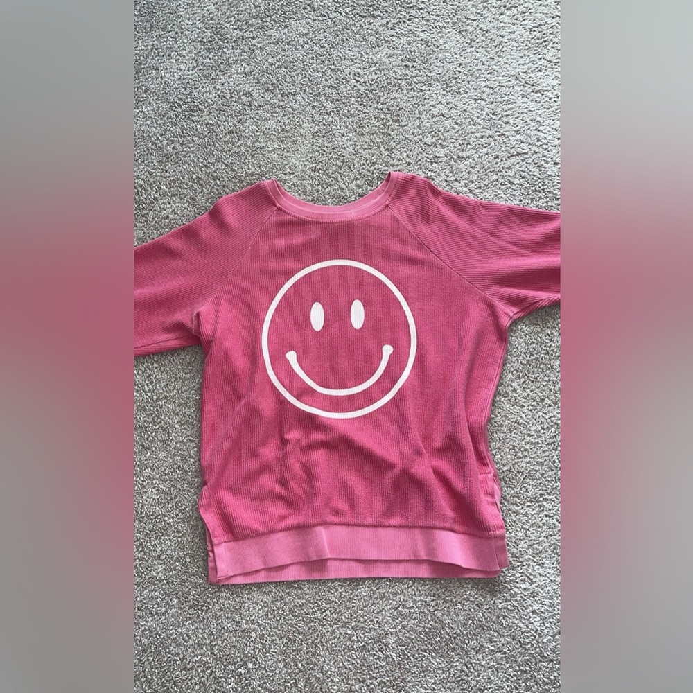 Altar'd State Pink Smiley Face Sweatshirt